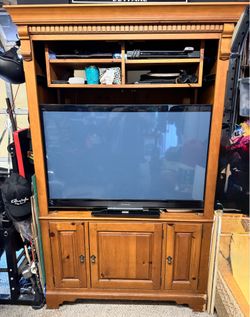 Solid Wood Entertainment Armoire with 46” Panasonic TV