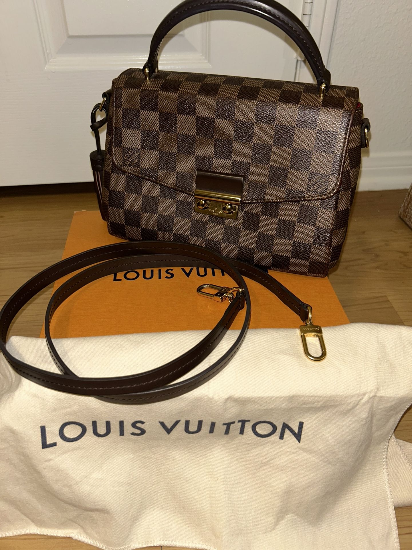 LOUIS VUITTON Croisette Damier Ebene Crossbody Bag Brown