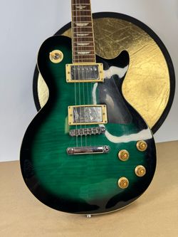 For parts or repair (bad electric part) Urban Black and Green Electric Guitar with case