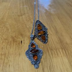 Sterling Silver Amber Ring/Pendant