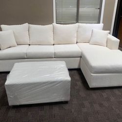 New Cream Beige Sectional And Ottoman
