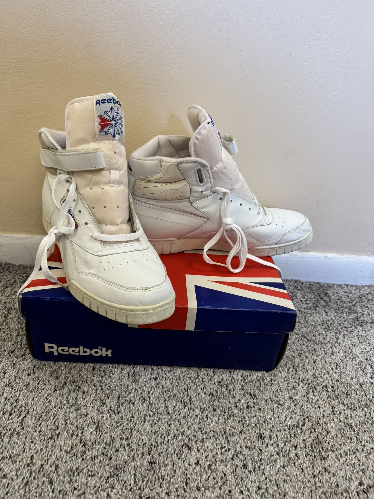 NIB VTG 1991 RARE HTF Men's 90s Reebok High Top White Exo Fit 2-1538 Size 13