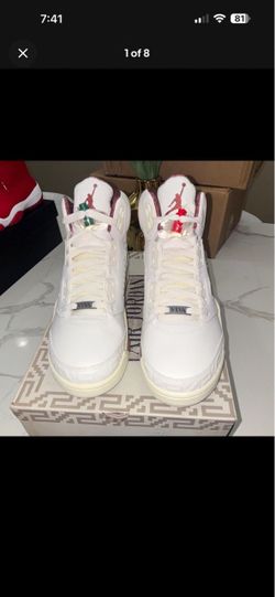 Air Jordan 5 'Viva' White High-Top Sneakers