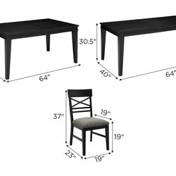 Dining room table and 6 chairs and serving table
