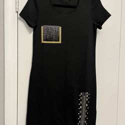 Tricotto New Black Tee Shirt Embellished Dress SZ XS