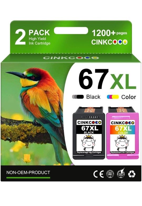 67XL Ink Cartridge Black/Color Combo Pack Replacement for HP Ink 67 67XL Printer Ink Works for HP DeskJet 2755e 2e 2e 4255e 2e