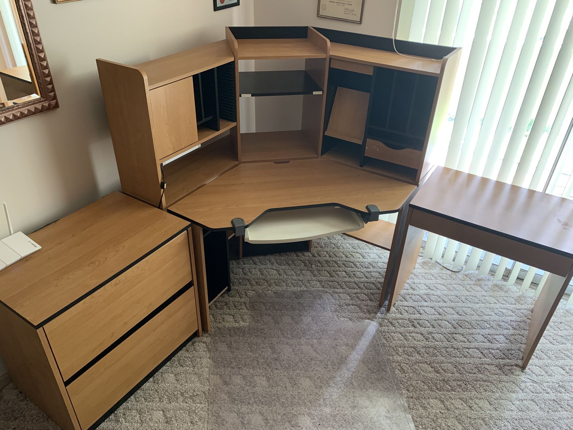 Corner Desk With File Cabinet And Chair