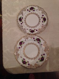Pair of Vintage English Bone China Luncheon Plates