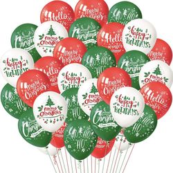 Lot Of 2 - 54Pcs Christmas Balloons Decorations 12 Inch Latex Balloon Red Green White 