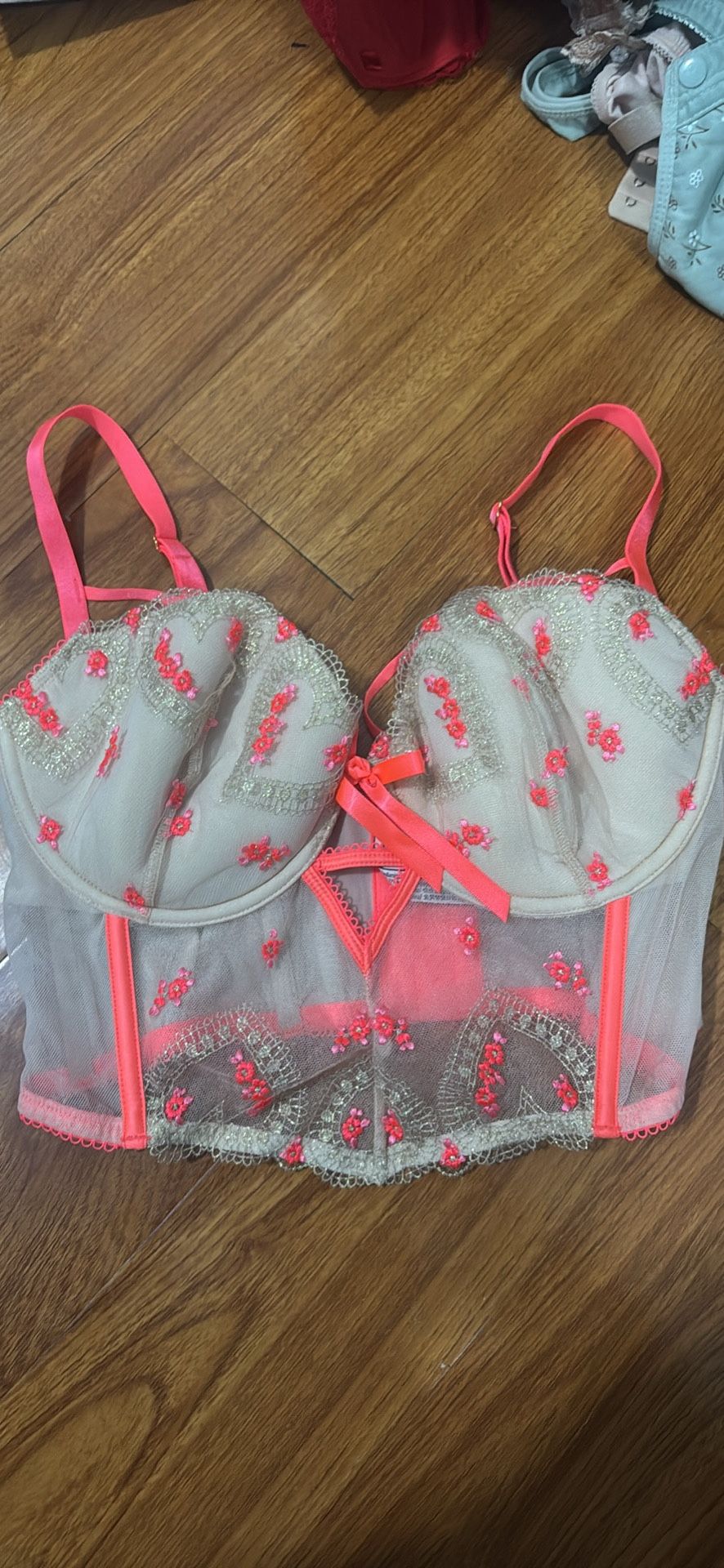 Victoria Secrete Coral Colored Corset