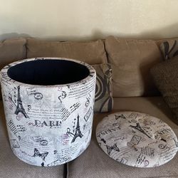 Paris Theme Storage Ottoman
