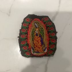 Virgin Mary Roses Deangelo Virgen de Guadalupe Embroidered Patch approx 3.5x3