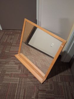Mirror with Wood frame and shelf