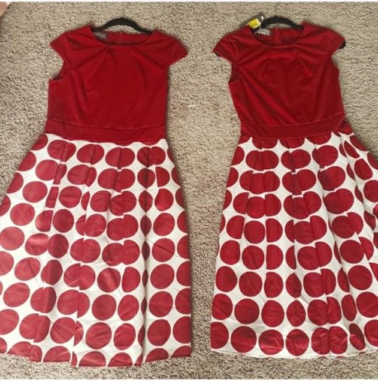 2 - Ricco Bruno Red & White Polka Dot A-Line Dresses