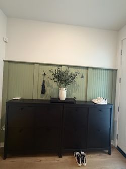 Black Metal Shoe Cabinet with Flip Doors (Pair of 2)