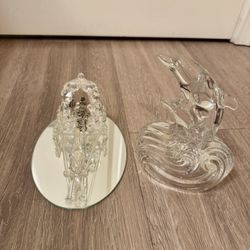Glass Dolphin and Crystal Chariot Set