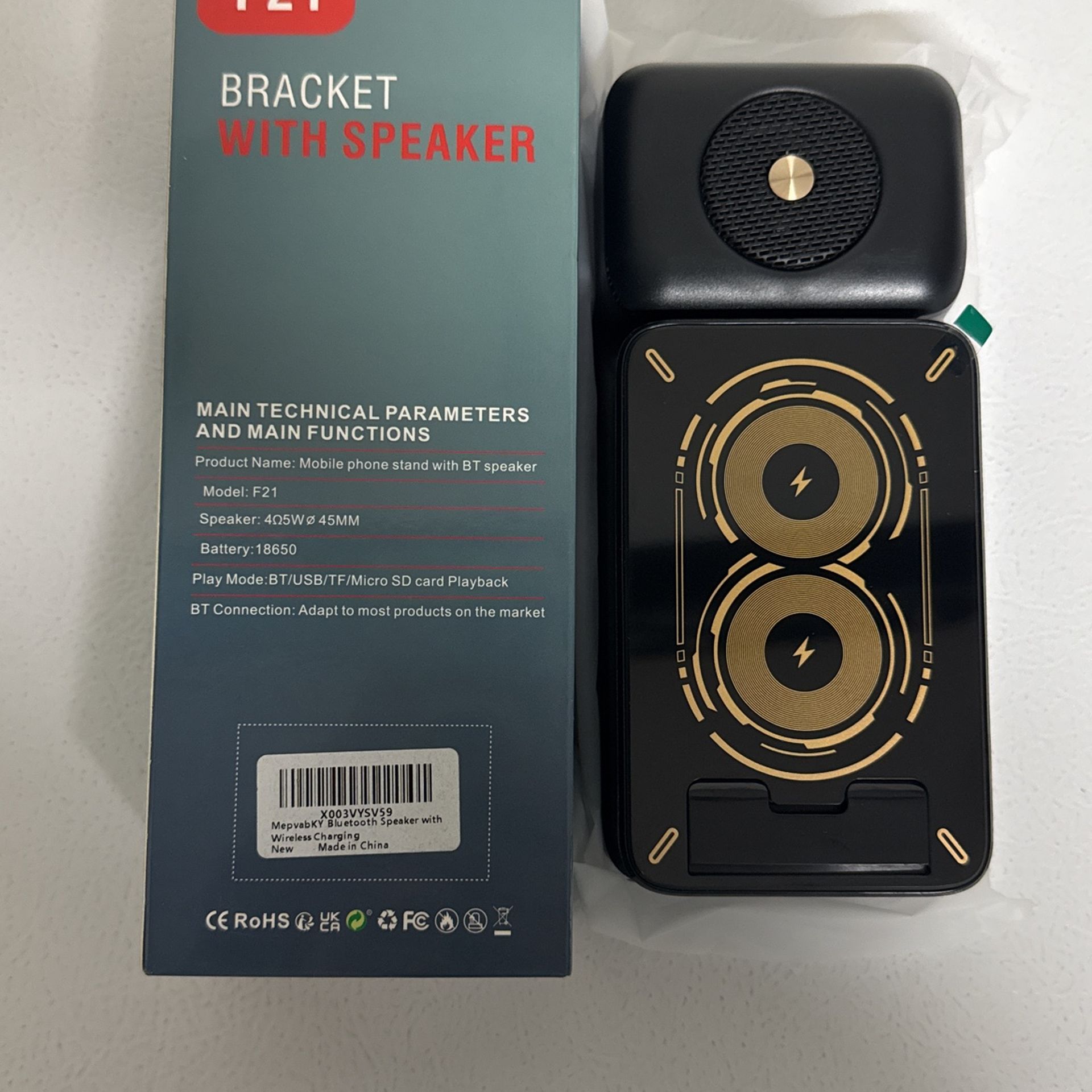 Bluetooth Speaker with Wireless Charging Phone Stand