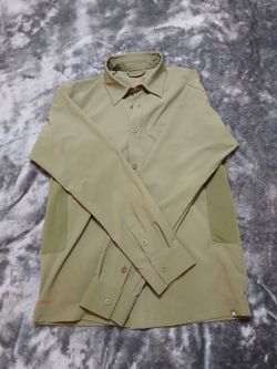 Men's Olive Green Long Sleeve Button-Up Shirt