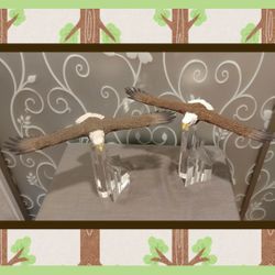 PAIR OF PORCELAIN EAGLES ON REAL CRYSTAL BASES (READ)
