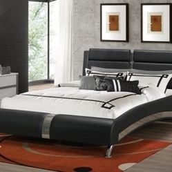 Brand New Black Leatherette Platform Bed