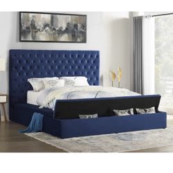 Velvet Storage Bed Queen Size