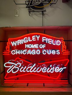 Wrigley Field Chicago Cubs Marquee Neon Glass