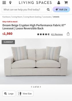Dream Beige 87" Loveseat with Reversible Back