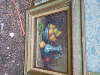 Framed Still Life Fruit Oil Painting