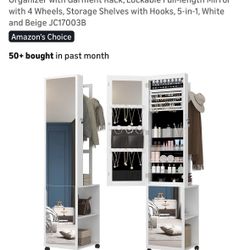 Full-Length Mirror Jewelry Cabinet with Storage – Like New