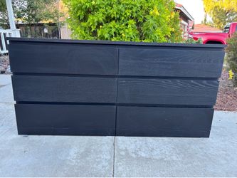 Black 6 Drawer Modern Dresser Chest of Drawers Furniture