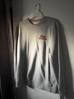 Hurley Men’s M Gray Pullover Sweatshirt Crew Neck Long Sleeve Embroidered