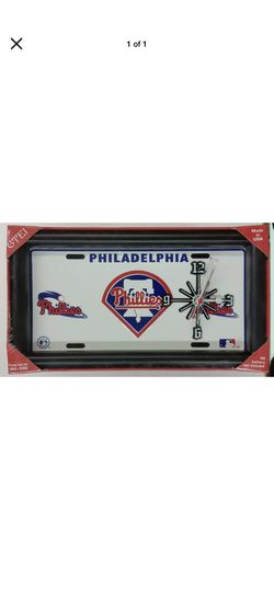 New sealed Philadelphia Phillies MLB Frame license plate Clock Qartes Man cave