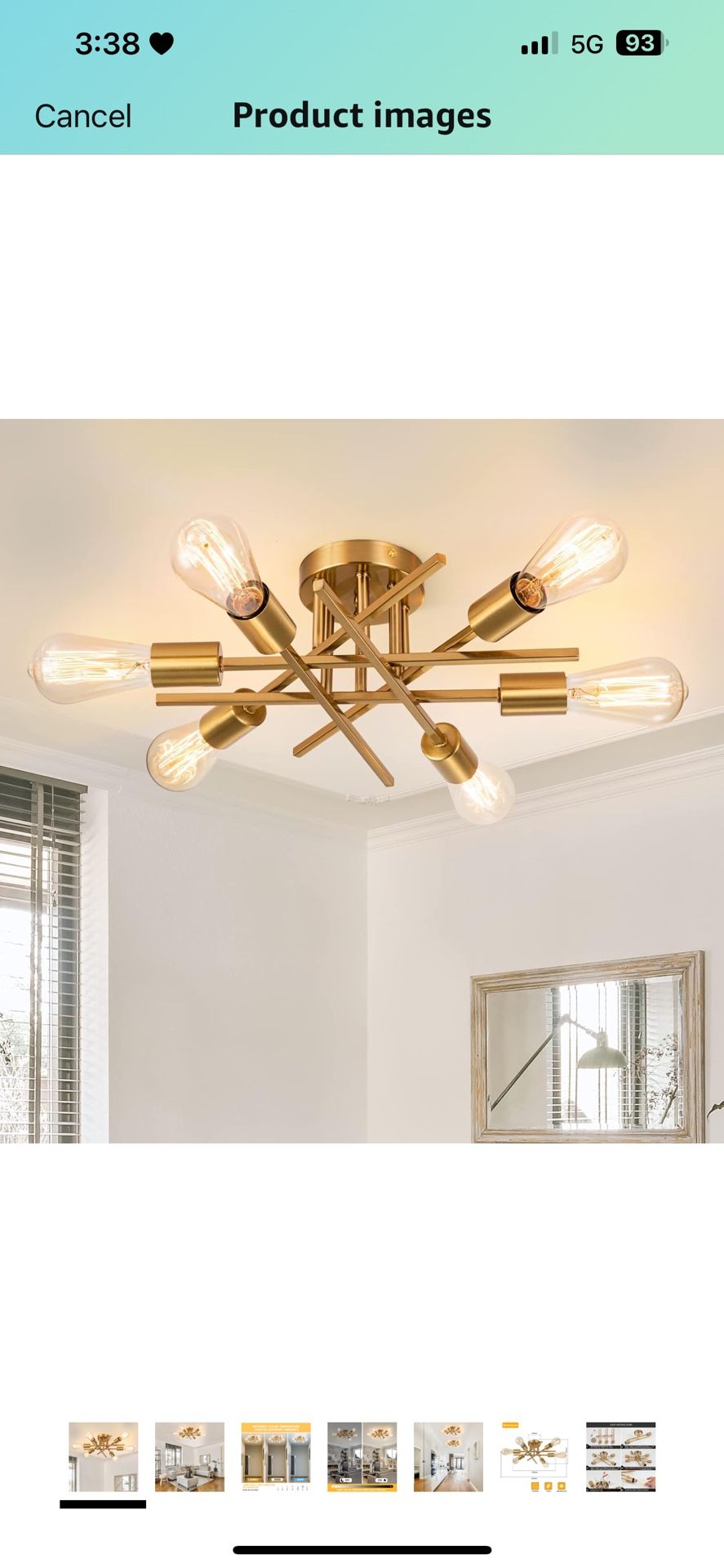 Sputnik Chandeliers, Modern Semi Flush Mount Ceiling Light with E26 Base