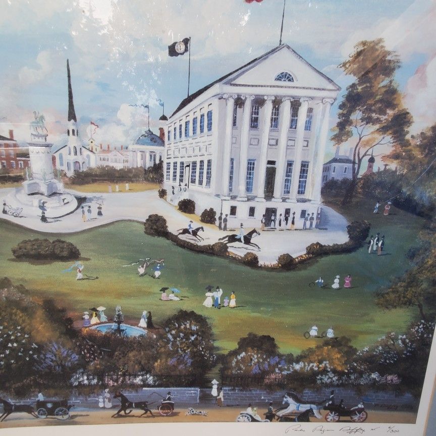 Capitol Sqere Ricmond Virginia. By Paul.D. 1985. Singhd. Huge Art In Fraim .vintage. 30x40in