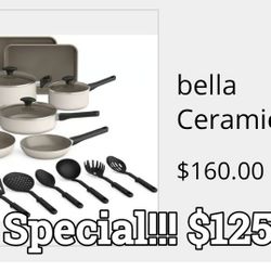Bella 21 Piece Ceramic Cookware. Please See Pictures
