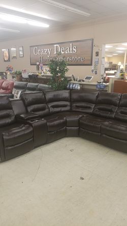 Brown reclining sectional