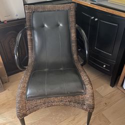 Designer Leather/Metal/Rattan  Chair 