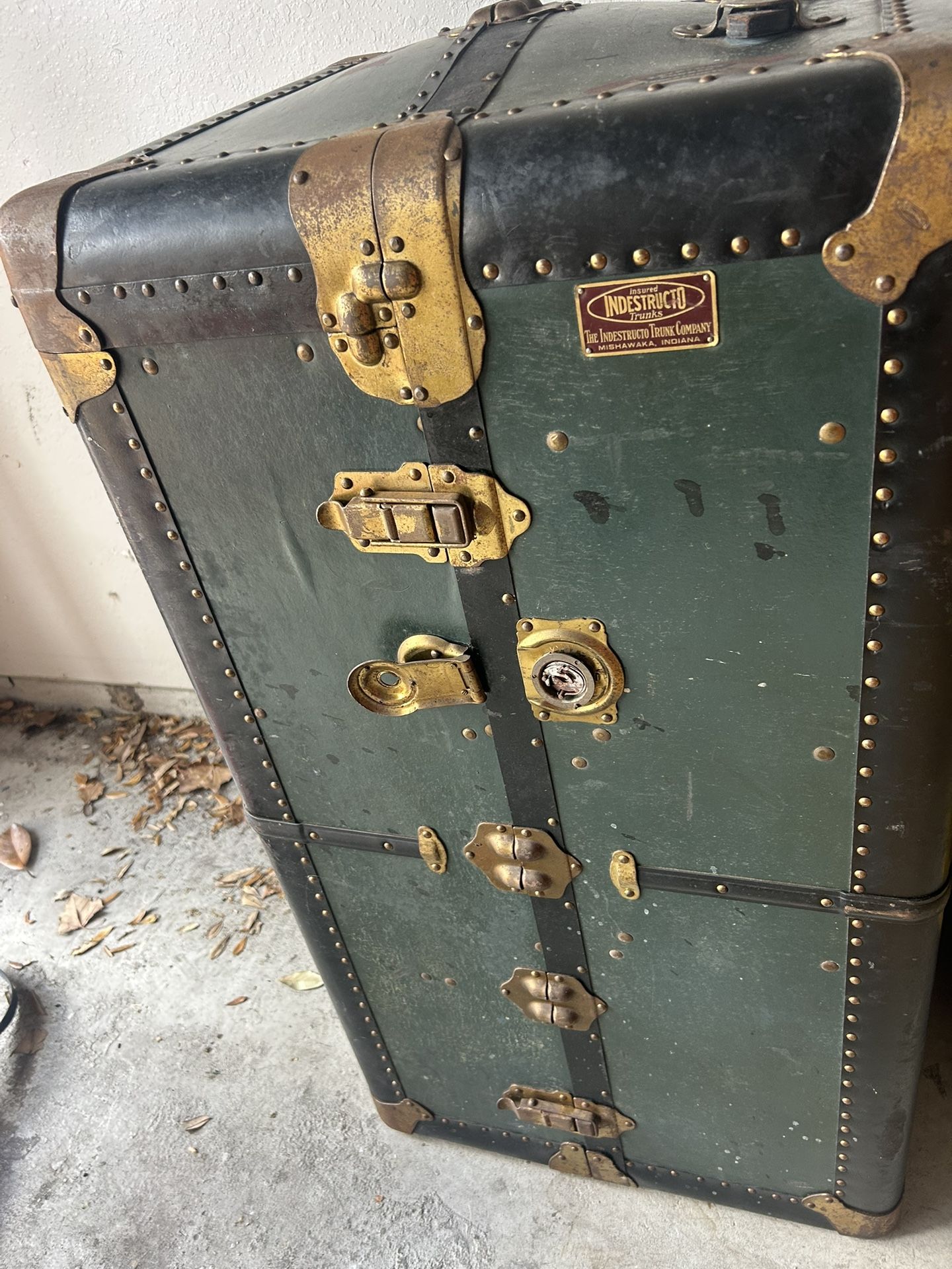 Vintage Indestructo Victorian Domed Wardrobe Steamer Trunk