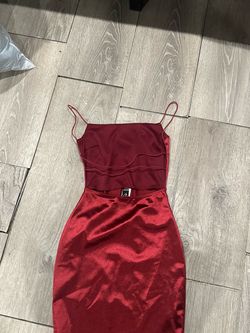 Red Satin Spaghetti Strap Mini Dress