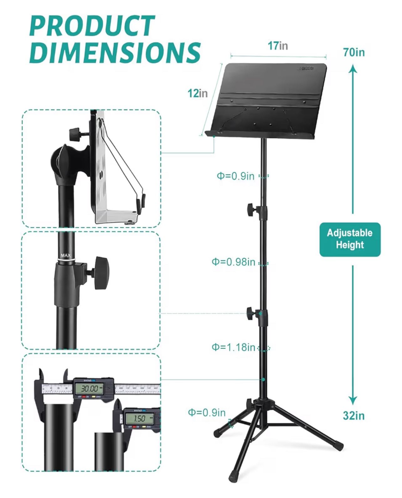 Vekkia Adjustable Music Stand – New in Box