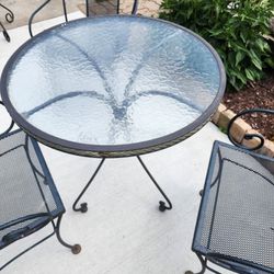 4 PIECE BISTRO SET 3 CHAIRS WITH GLASS TABLE