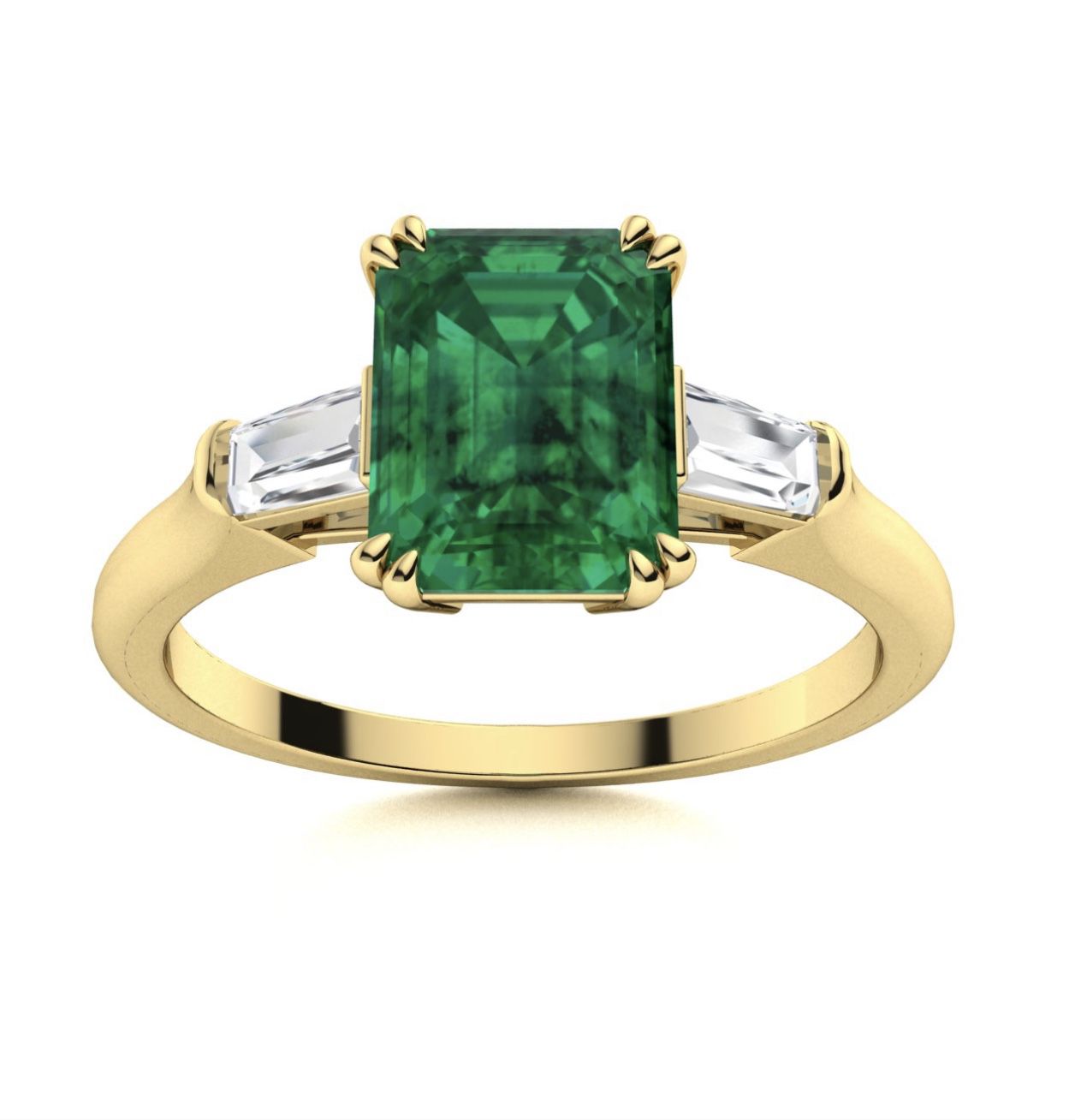 18K Gold Emerald & Diamonds Engagement Ring