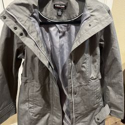 Kirkland Women’s Rain Coat/Over Coat/Gray/Medium/Hood