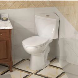 2 Piece Corner Toilet Elongated, 0.8 GPF/1.28 GPF Dual Flush Compact 17.2" Comfort Height Bowl, Ideal for Corner Spaces