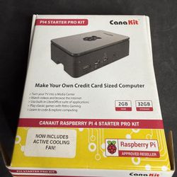 Used Raspberry Pi 4 CanaKit Starter Pro Kit 2GB 32GB Complete w/ Case & Power