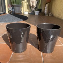 3.5x5.5x5 ❤️  SET OF 2/ Black Ceramic Flower Orchid Pots Waterproof 