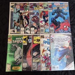 Spider-Man Comic Book Lot 10! Marvel. Keys. Vintage. Web Of Spider-Man. mixed.