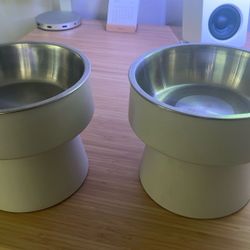 TWO Elevated Dog Bowls - Gray - 3.5 Cups - Boots & Barkley™️