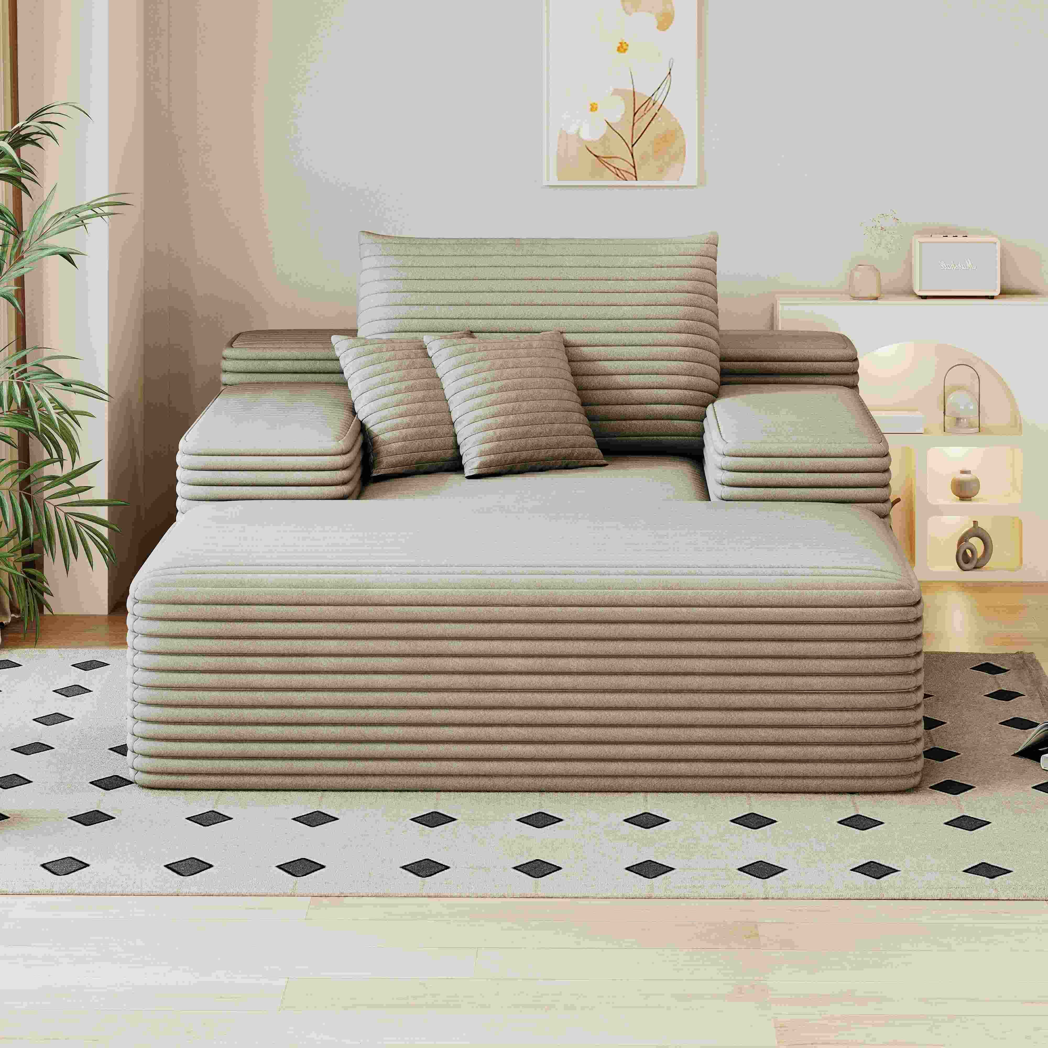 68*51 Chaise Lounge Chair Indoor, Oversized Upholstered Sofa Bed