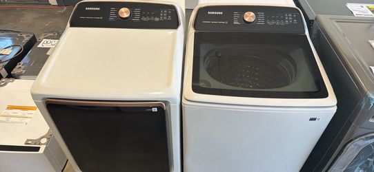🔥 Samsung 5.5 cu. ft. XL Capacity Smart Top Load Washer with Auto Dispense System and 7.4 cu. ft. Smart ELECTRIC Dryer with Steam Sanitize BRAND NEW 